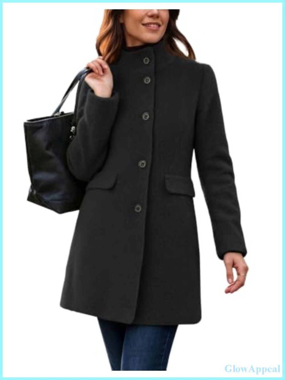 Women's Boucle Wool Jacket Fleece Winter Pea Coat Single Breast Long Sleeve